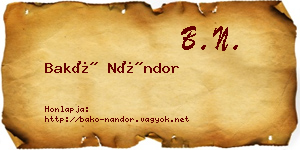 Bakó Nándor névjegykártya