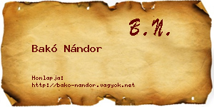 Bakó Nándor névjegykártya